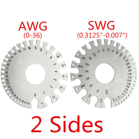0-36 Round AWG SWG Wire Gauge Thickness Ruler Gauge Diameter Stainless Steel Measurer Tool ► Photo 1/6