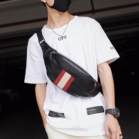 Male Fanny Pack Man Belt Pouch Street Hip Bag High Capacity Banana Bags Leather Waist Bag Fashion Brand Chest pack Purse YB102 ► Photo 1/6