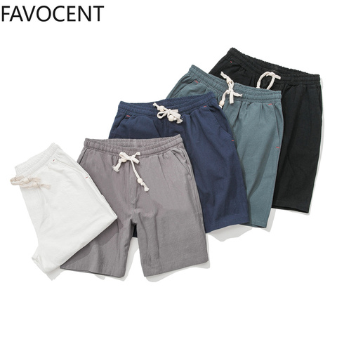 Shorts Men Summer Mens Cotton Linen Casual Shorts Solid Comfortable Drawstring Soft Short Breathable Male Streetwear Plus Size ► Photo 1/6