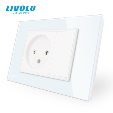 Livolo Israel Power Socket Sensor ,White/Black Crystal Glass Panel, AC 110~250V 16A Wall Power Israel Socket, VL-C9C1IL-11/12 ► Photo 1/2