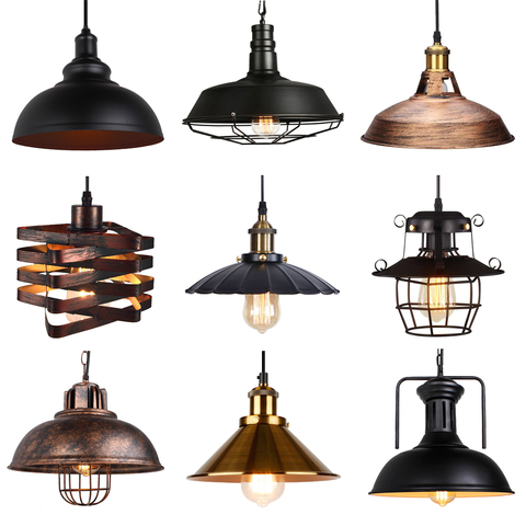 Vintage Loft Pendant Lights Nordic Retro Industrial Light Hanging Lamp Lighting Home Living Room Kitchen Decoration Lampshade ► Photo 1/6