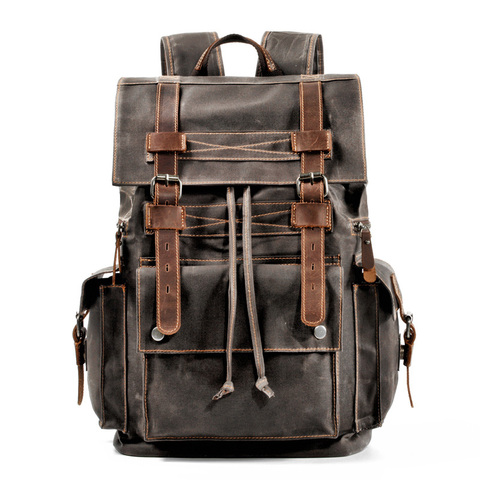 Vintage Camouflage Canvas Men's Backpack, Laptop Backpack, Waterproof Canvas Backpack, Large Climbing Travel Backpack ► Photo 1/6