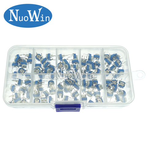 100Pcs/Box RM065 Carbon Film Horizontal Trimpot Potentiometer Assortment Kit 10 Values Variable Resistor 500R - 1M ► Photo 1/2