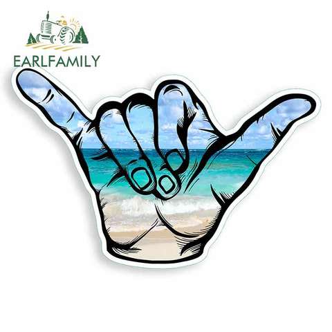 EARLFAMILY 13cm x 8.6cm for Beach Hang Loose Surf Hawaii Anime Funny Car Stickers Vinyl JDM Trunk Truck Graphics Car Accessories ► Photo 1/6