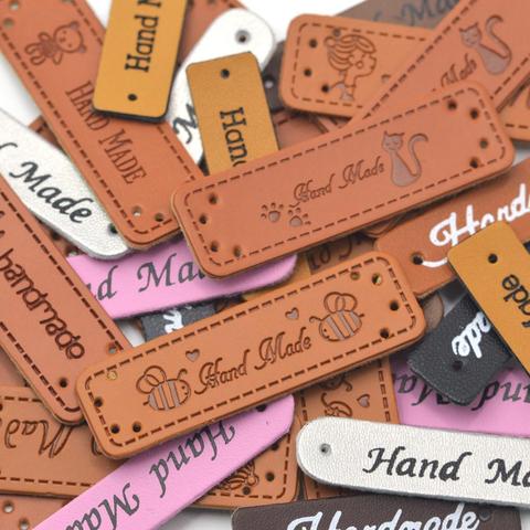 20Pcs  leather tags for clothing DIY accessories for gift handcraft leather label for handmade clothes labels with tree logo ► Photo 1/6