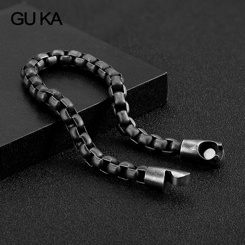 Stainless Steel Bracelet Men Vintage Hand Chain Punk Motorcycle Accessories Man Jewelry Retro Metal Charm Bracelets Friends Gift ► Photo 1/6