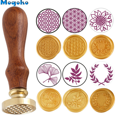 Mogoko Botanical Wax Seal Stamp Retro Classic Sealing Wax Stamps Envelope Cards Decor Flower of Life Sunflower Olive Wreath Leaf ► Photo 1/6