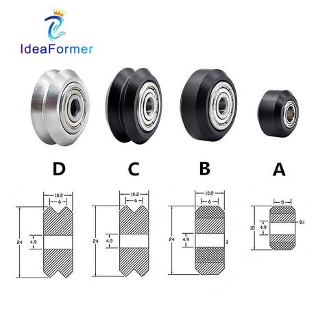 3D Printer Parts CNC Openbuilds Plastic Wheel POM Wth 625ZZ MR105ZZ Idler Pulley Gear V-Slot Bore 5mm Passive Round Perlin Wheel ► Photo 1/6