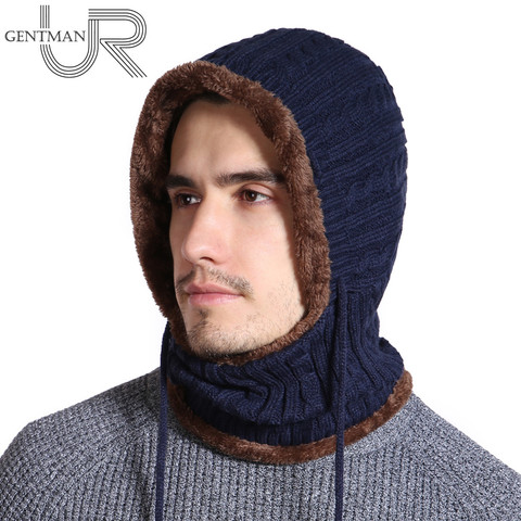 New Unisex Winter Knitted Hat Neck Protection Beanie Cap Add Fur Lined Warm Hats For Men & Women Balaclava Cap ► Photo 1/6
