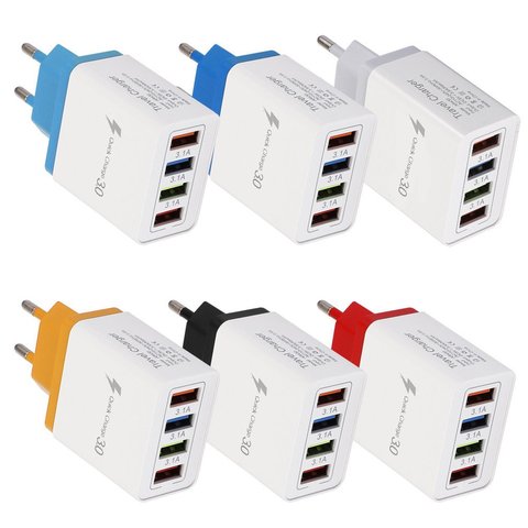 4-Port EU Plug USB Charger 3.1A Multi-Port Fast Charger QC3.0 Travel Portable Mobile Phone Charger Dropshipping ► Photo 1/6