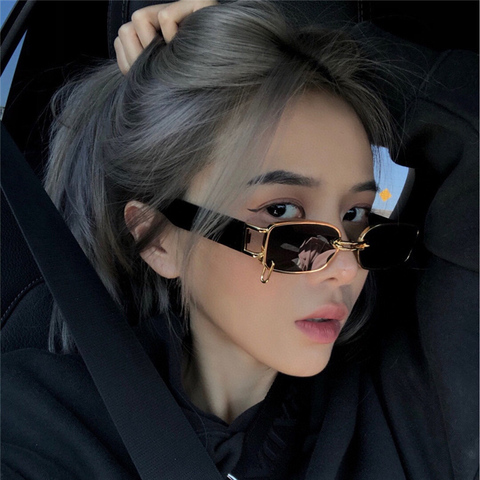 SO&EI Ins Popular Fashion Small Rectangle Women Luxury Sunglasses Brand Designer Vintage Punk Men Sun Glasses Shades UV400 ► Photo 1/6