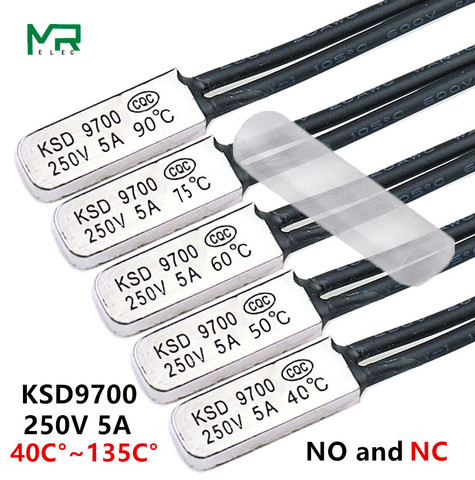 2PCS KSD9700 250V 5A Bimetal Disc Temperature Switch NC / N0 Thermostat Thermal Protector 40~135 degree centigrade ► Photo 1/6