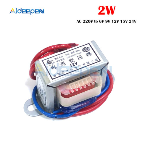 Power Transformer AC 220V to 6V 9V 12V 15V 24V Voltage 2W EI Copper Core 50Hz~60Hz Single Voltage 2 Line Copper ► Photo 1/6