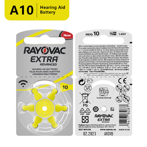 60 PCS Free Shipping Zinc Air Hearing Aid Battery 10/A10/PR536. Rayovac Extra Performance Hearing Aid Batteries 10 10A ► Photo 1/4