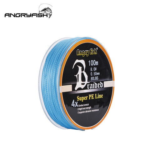 Angryfish Wear resistant 100m 4 Strands Braided Fishing Line 11 Colors Super PE Line Strong Strength Fish ► Photo 1/6
