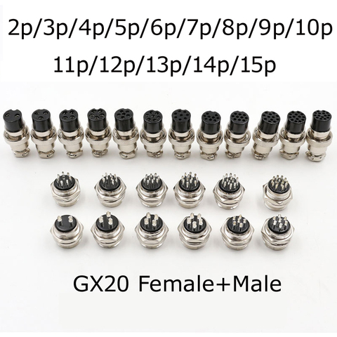 3pcs GX20 2/3/4/5/6/7/8 Pins Male Female Electrical Connectors Air Aviation Plug Socket Connectors Cable Plug Socket ► Photo 1/6