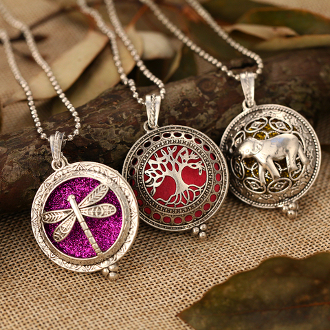 Aroma Diffuser Necklace Aromatherapy Jewelry Pendant Tree Elephant Dragonfly Perfume Essential Oil Diffuser Locket Necklace ► Photo 1/6