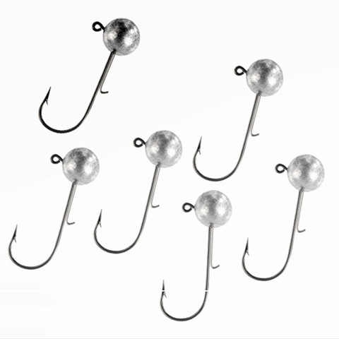 10pcs/lot Lead Head Jigs Hook 2G-7G All Size Round Ball Jig Head Hook Weedless Lead Long Shank Jig Head for Soft Worm Fishing ► Photo 1/6