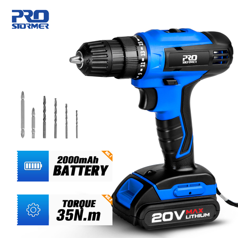 PROSTORMER 20V Electric Screwdriver Cordless Drill 30Pcs With Box Flexible Shaft Power Tool Lithium Battery LED Light Mini Drill ► Photo 1/6