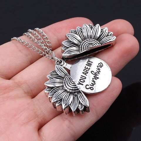 You Are My Sunshine Flower Necklace For Women Open  Locket Sunflower Pendant Necklace ► Photo 1/6