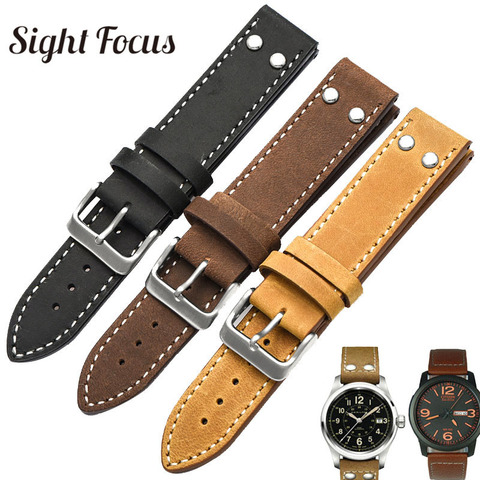 20MM,22MM Leather Watchband For Stowa Pilot Strap Flieger Classic Series Chrono/Sport/Verus Series Rivet Watch Band Hamilton ► Photo 1/6
