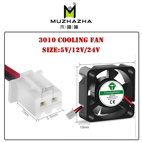 3D Pinter Parts 3010 fan 30MM 30x30x10MM 12V 5V 24V 2Pin DC Cooler Small Cooling Fan DIY Reprap For j-head hotend ► Photo 1/6