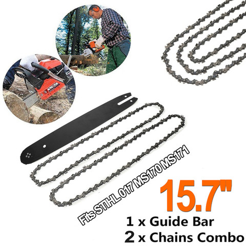 15.7 inch Guide Bar with 2Pcs 3/8 46DL Chains for Stihl 009 010 011 012 017 MS170 MS171 MS180 Chainsaw Accessories ► Photo 1/6