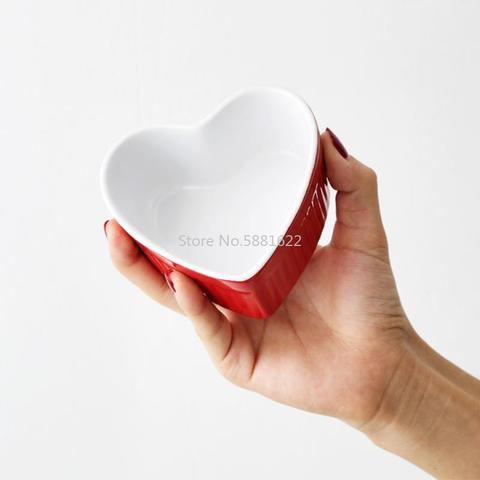 Ceramic 4 Color Heart Shape Pancake  Pudding Small Baking Bowl Housewife Tableware ► Photo 1/1