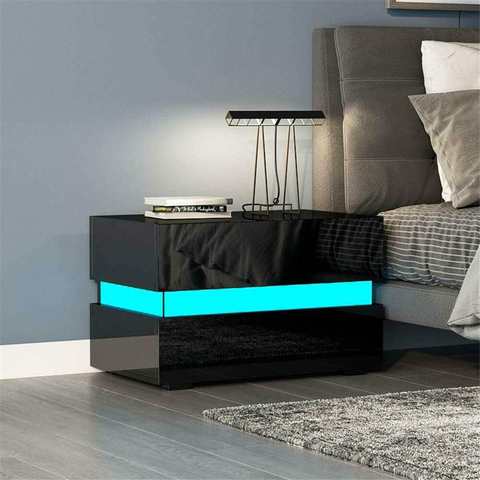 RGB LED Nightstand Coffee Table Magazine Bed side Table Cabinet Storage Bedside Table Bedroom Home Furniture Bedroom Decoration ► Photo 1/6