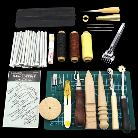 Leather Craft Punch Tools Kit Set Stitching Carving Working Sewing Saddle Groover Leather Craft Tools Set Kit Couro Tool ► Photo 1/6