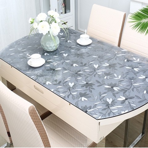 Transparent Glass Soft PVC Tablecloth Wedding Party Waterproof Home Kitchen Oval Pad Round Hollow Shaped Tablecloth Custom Size ► Photo 1/6