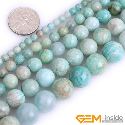 Natural Stone Africa Blue Amazonite Round Beads For Jewelry Making Strand 15