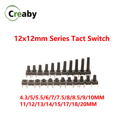 12x12mm Series Tact Switch DIP 4pin Tactile Tact Mini Push Button Switch 12x12x4.3/5/6/20 MM 12*12*4.3mm 5mm 6mm 8mm ~20mm ► Photo 1/6
