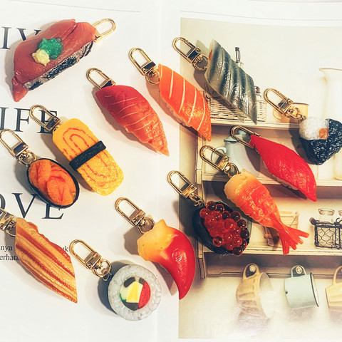 1PC Resin Simulation Sushi Keychain Keyring For Women Men Gift Japanese Cuisine Bag Car Holder Food Model Pendant Keychain ► Photo 1/6