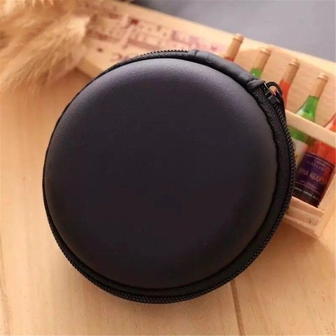 Original Portable Mini Earphone Case Round Hard Earbuds Zipper Case for Earpods coin TF Card Usb Cable Earphone Bags ► Photo 1/6