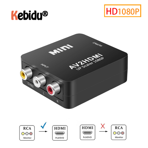Latest Full HD Male To  Female RCA AV TO HDMI Converter Adapter Mini Composite CVBS To HDMI AV2HDMI Audio Converter ► Photo 1/6