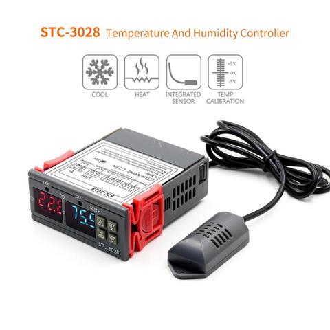 12V 24V 220V 10A STC-3028 Digital Temperature Humidity Meter Thermostat Dual Display Thermometer Hygrometer Adjustable 0~100%RH ► Photo 1/6