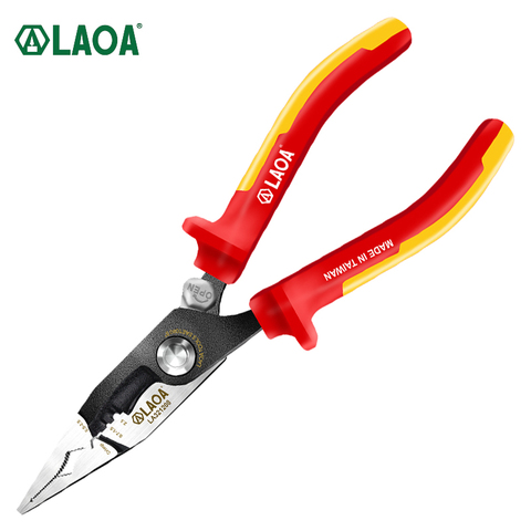 LAOA VDE Needle-nose pliers Multifunction High voltage resistance 1000V insulated Wire Cutter Cable Cutting Pliers Strippers ► Photo 1/6