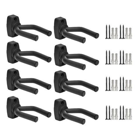 8 x Guitar Hanger Hook Holder Wall Mount Display Acoustic Guitar Stand Ukulele Bass Mandolin Banjo Wall Mounts Hangers Black ► Photo 1/6