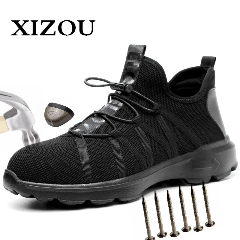 Mens Safety Shoes Steel Toe Work Boots Hiking Shoes Indestructible Mesh Sneakers 