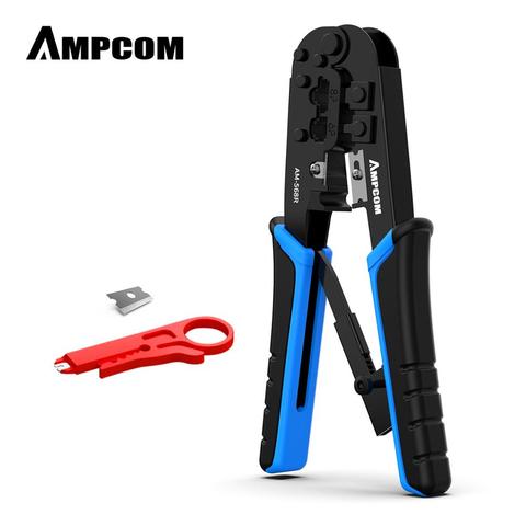 AMPCOM rj45 crimper RJ11 RJ45 Crimping Tool Ethernet Network LAN Cable Crimper Cutter Stripper Plier for 6P 8P RJ-11/RJ-12 RJ-45 ► Photo 1/6