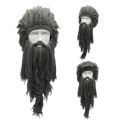 : Viking Hat with Removable Beard Knitted Novelty Hat : Clothing,  Shoes & Jewelry