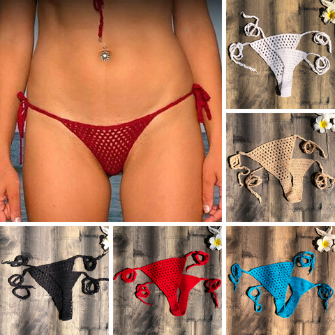 Super Mini Micro G-strings Thongs Hot Sexy Bikini Bottom Hot Women's Swimwear  Crochet Cotton Brazilian Side String Tie Thong - Price history & Review, AliExpress Seller - Handmade swimsuit Store