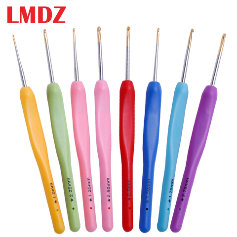 LMDZ 8Pcs/Set Multicolor Plastic Handle Aluminum Crochet Hooks Knitting Needle Set 1mm-2.75mm Yarn Sweater Weave Craft Tools ► Photo 1/6