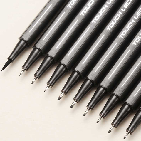 10Pcs/set Pigment Liner Micron Ink Marker Pen 0.05 0.1 0.2 0.3 0.4 0.5 Brush Tip Black Fineliner Sketching Manga Drawing Pen ► Photo 1/6