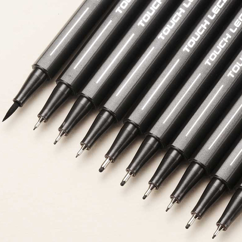 9 pcs Art Marker Pen Different Types Pigment Liner Black Water Based Sketch  Brush Markers for Drawing Handwriting Supplies Stationery