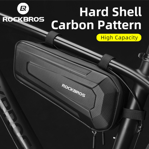 ROCKBROS Hard Shell Bicycle Bag MTB Road Bike Bag Carbon Pattern Waterproof Top Tube Bag Cycling Saddle Bag 1.5L High Capacity ► Photo 1/6