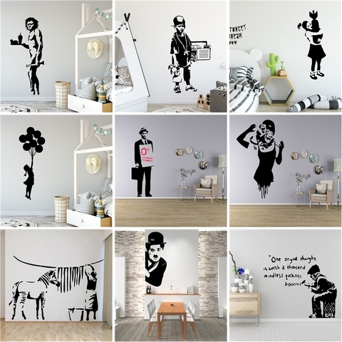 Classical Banksy Graffiti Vinyl Wall Stickers House Furnishing Decoration Wallsticker For Kids Rooms Bedroom Decor Decal Poster ► Photo 1/6