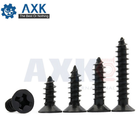 AXK 100pcs Self Tapping Screws M1.7 M2 M2.3 M2.6 M3 Laptop Screws Computer Screws Small Philips Pan Head Black Carbon Steel ► Photo 1/5