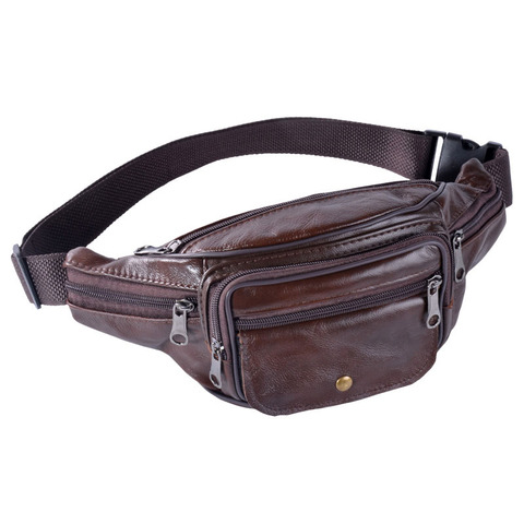 Men Geniune Leather Waist Bags Fanny Packs  Retro Belt  Cell Phone Purse for Male  Fashion Travel Pouch ► Photo 1/6